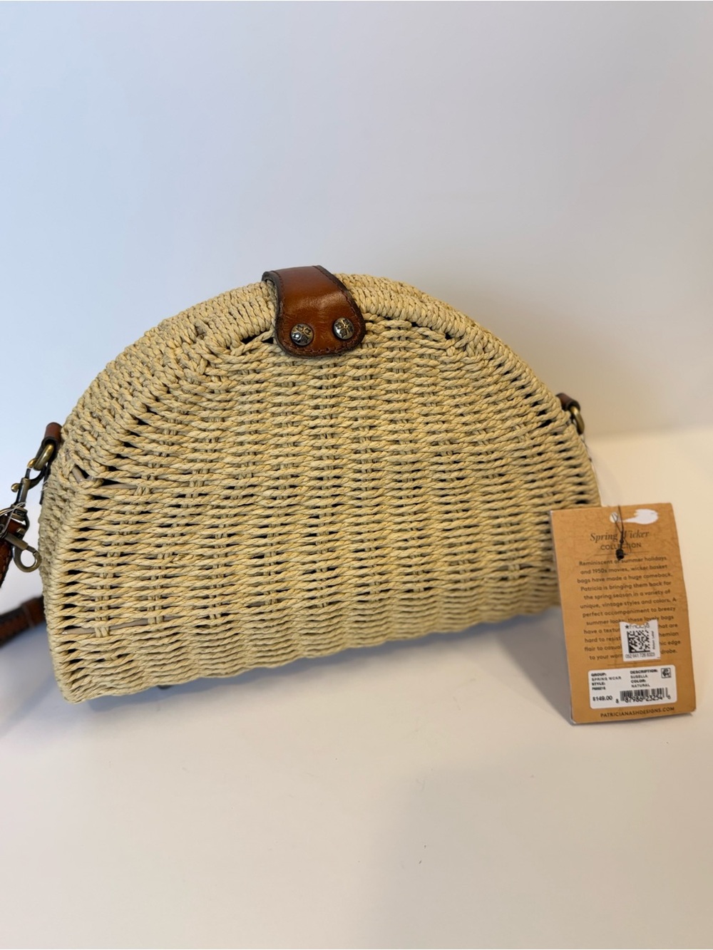 Patricia Nash Vintage Style Susella Wicker Crossbody Bag Natural Straw /Leather - Picture 5 of 10
